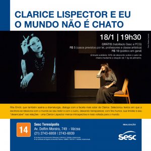 Teatro Clarice Lispector e Eu no Sesc Teresópolis 18-01-2020